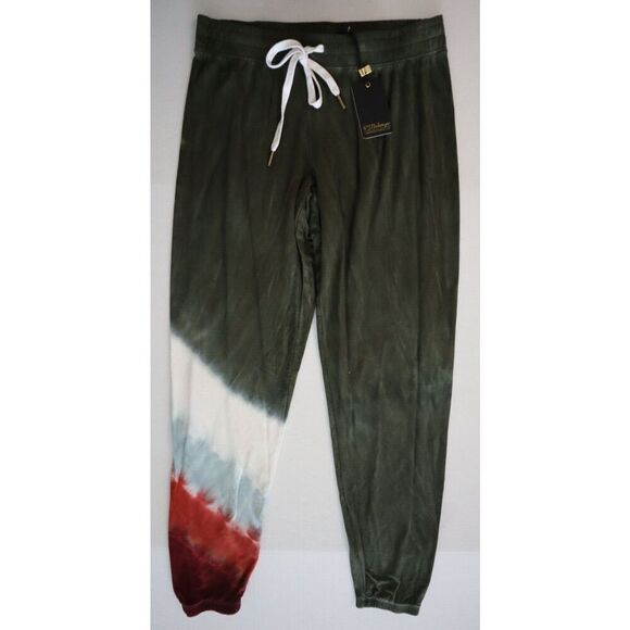 PJ Salvage RZMOP1 Women's Sz Small Olive Striped Tie-Dyed Jogger Lounge Pants - Picture 1 of 9